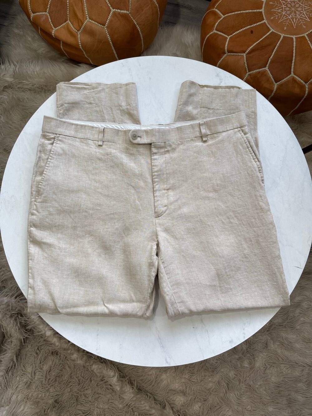 Joseph Abboud 100% Linen Pants Tan Size 40x30